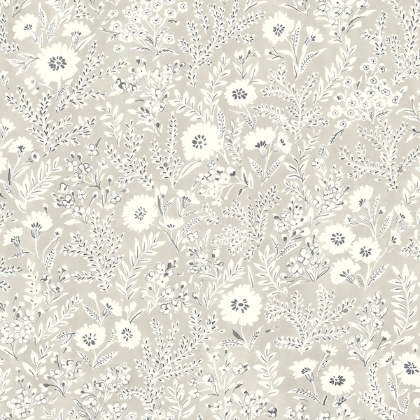 Manhattan Comfort Greeley Agathon Taupe Floral 33 ft L X 205 in W Wallpaper BR4072-70049 - main